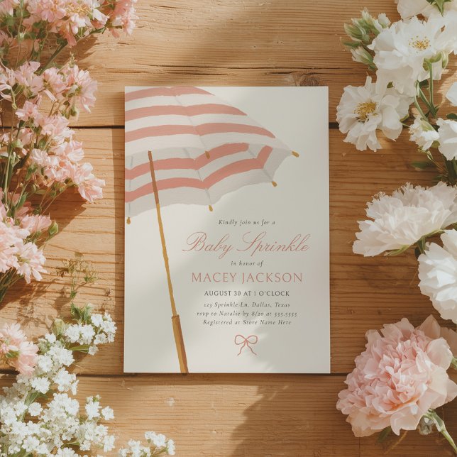 Convites Guarda-Chuva Rosa e Dourado Menina Baby Sprinkle (Criador carregado)