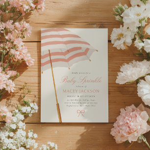 Convites Guarda-chuva Rosa e Dourado Menina Bebê Sprinkle