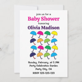 Convites Guarda-chuvas Coloridas, Chá de Garota-Cama