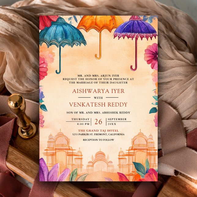 Convites Guarda-Chuvas Coloridos Tradicionais Casamento Ind (Criador carregado)