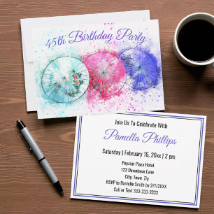 Convites Guarda-chuvas Tropicais de Coquetel 45º Aniversá