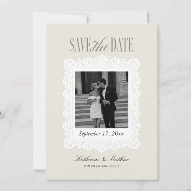 Convites Guardar a Data de Casamento com Foto (Frente)