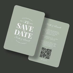 Convites Guardar a Data QR Código de Casamento do Site Verd