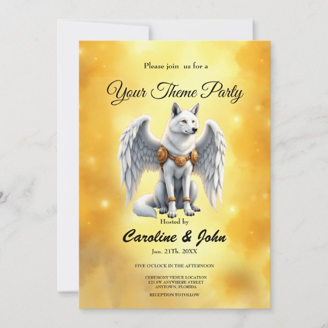 Convites Guardião da Aurora – O Lobo Alado Branco.  (Frente)