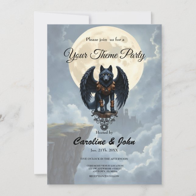 Convites Guardião da Lua – O Lobo de Asa Preta. (Frente)
