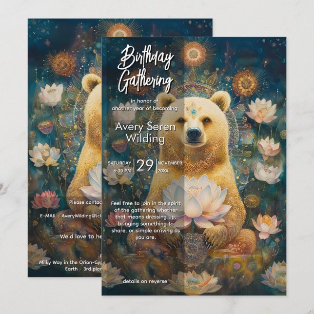 Convites Guardião Dourado | Design do Urso (Frente/Verso)