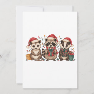 Convites Guaxinim Gambá Panda Chapéu de Papai Noel de Natal