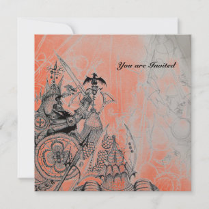 Convites GUERRAS GÁTICAS, preto, branco, metálico vermelh