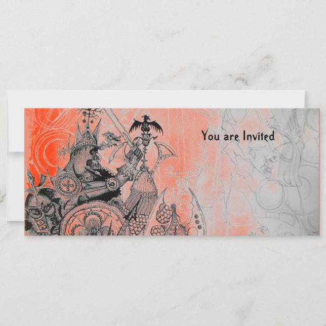 Convites GUERRAS GÓTICAS, preto, branco e vermelho (Frente)