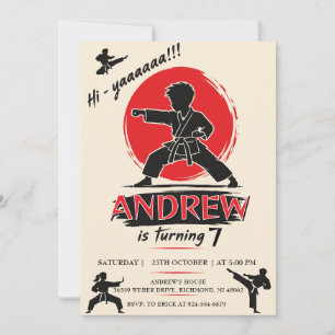 Convites Guerreiro de karatê personalizado de aniversário 