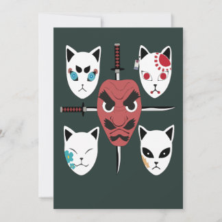 Convites Guerreiro Katana Samurai Máscaras