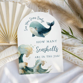 Convites Guess How Many Sea You Soon Baby Shower Game Card