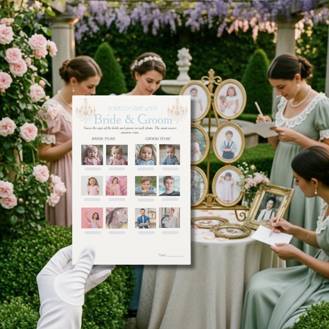 Convites Guess the Age Bridal Shower Fancy game card (Guess the Age Bridal Shower Fancy game card)