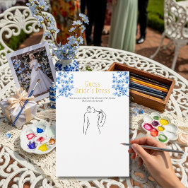 Convites Guess the Dress Bridal Shower Blue game