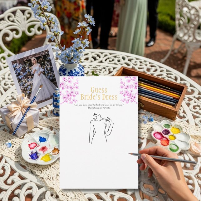 Convites Guess the Dress Bridal Shower Pink game (Guess the Dress Bridal Shower Pink game)