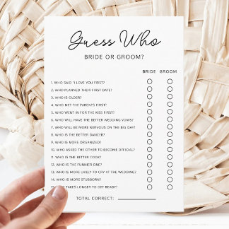 Convites Guess Who Bride or Groom Game Bridal Shower Game