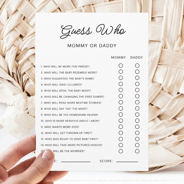 Convites Guess Who Mommy or Daddy Baby Shower Game Activity (Criador carregado)