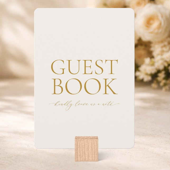 Convites Guest Book Sign – Elegant Gold Wedding Card (Criador carregado)