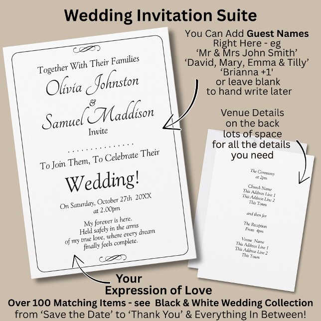 Convites Guest Names, Black & White with Infinity Scroll (Criador carregado)