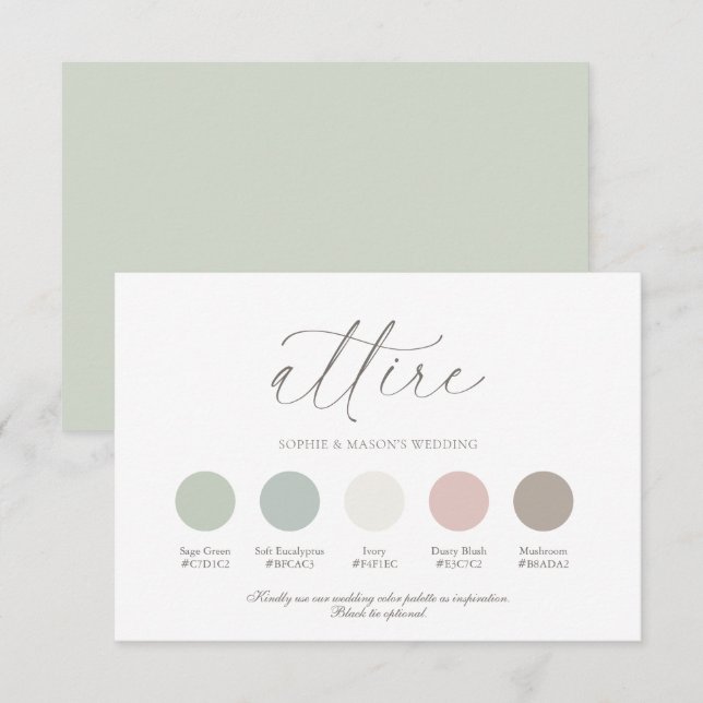 Convites Guia de Paleta de Cores de Casamento (Frente/Verso)