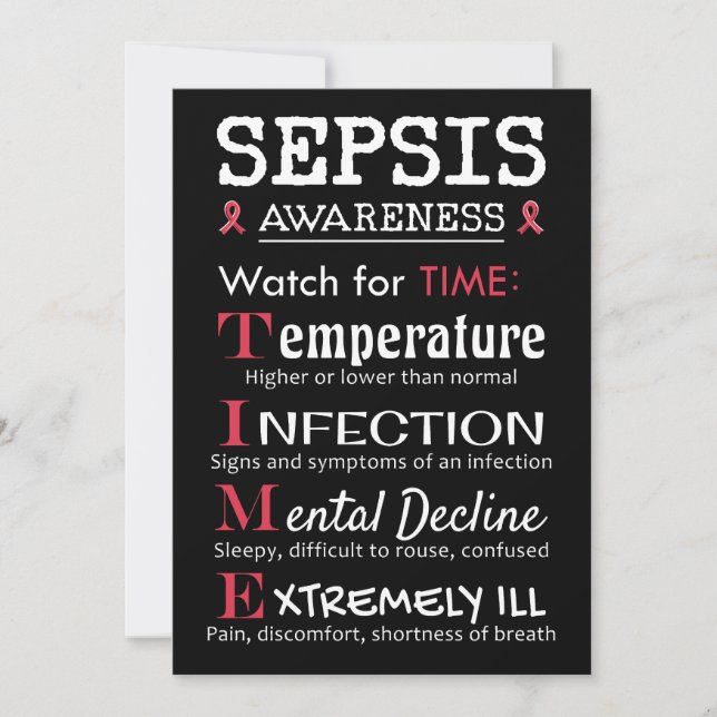 Convites Guia do Tempo do Sepsis Awarness Watch for TIME (Frente)