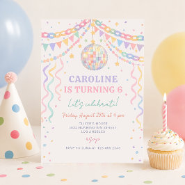 Convites Guirlanda de Aniversário Pastel Retro Caprichosa D