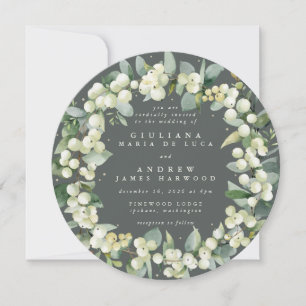 Convites Guirlanda de casamento Round Green Snowberry+Eucal