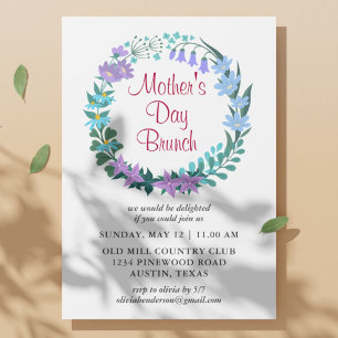 Convites Guirlanda de Flores para Brunch do Dia das Mães