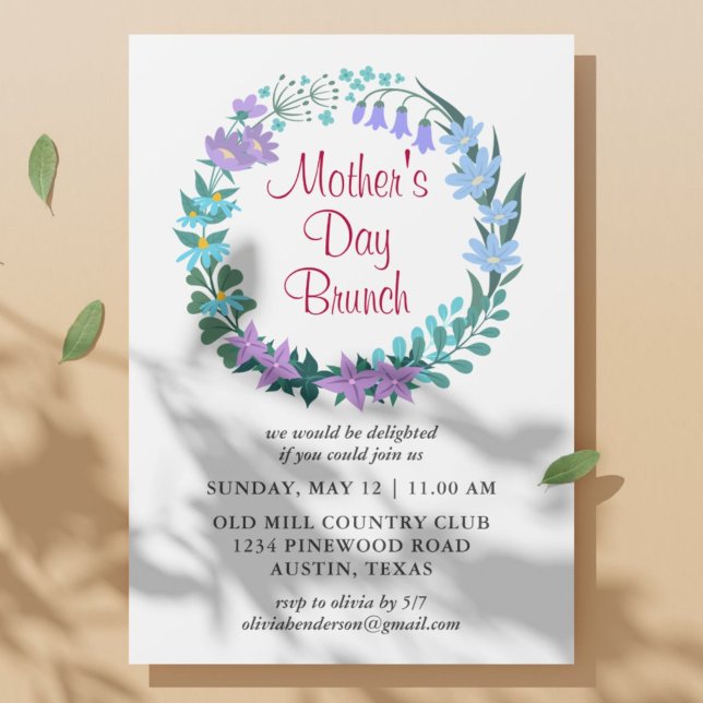 Convites Guirlanda de Flores para Brunch do Dia das Mães  (Criador carregado)