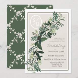 Convites Guirlanda de folhagens elegantes Samambaias e frut