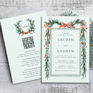 Convites Guirlanda de Inverno Verde Casamento Tudo em Um To