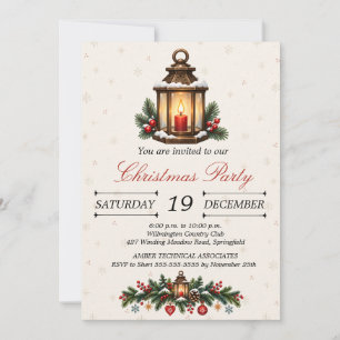 Convites Guirlanda de Natal Nórdica Vintage com Lanterna