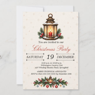Convites Guirlanda de Natal Nórdica Vintage com Lanterna