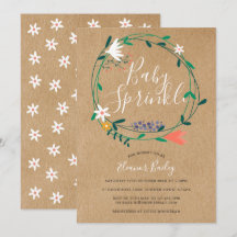 Guirlanda Floral Baby Sprinkle Rústico Kraft Boho