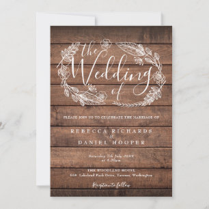 Convites Guirlanda Floral de Madeira Rústica Casamento Scri