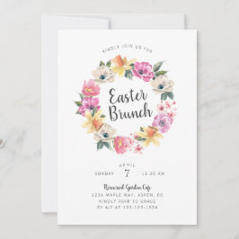 Convites Guirlanda Floral de Primavera em Aquarela Brunch d