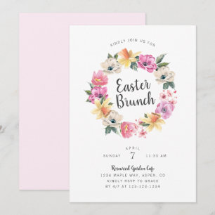 Convites Guirlanda Floral de Primavera em Aquarela Brunch d