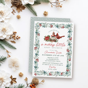 Convites Guirlanda Verde Cardinal Merry Little Baby Shower