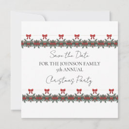 Convites Guirlanda Verde de Natal Fileiras Vermelhas Acento
