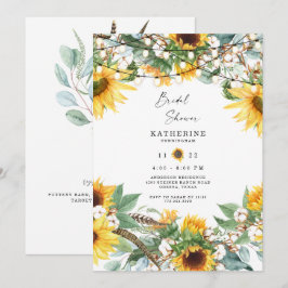 Convites Guirnalda de luzes de girassol exuberante rústico
