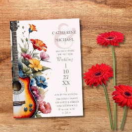 Convites Guitar Flor Silvestre Ampersand Casamento Musical