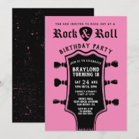 Guitar Rock n Roll Preta e Rosa 