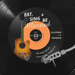 Convites Guitar Vinyl Record Música Pensava Casamento Music