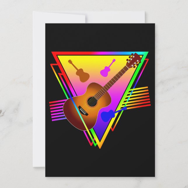 Convites Guitarra Colorida Retro (Frente)