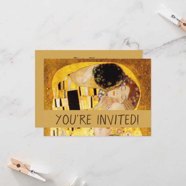 Convites Gustav Klimt A Pintura Clássica Beija (Frente/Verso In Situ)