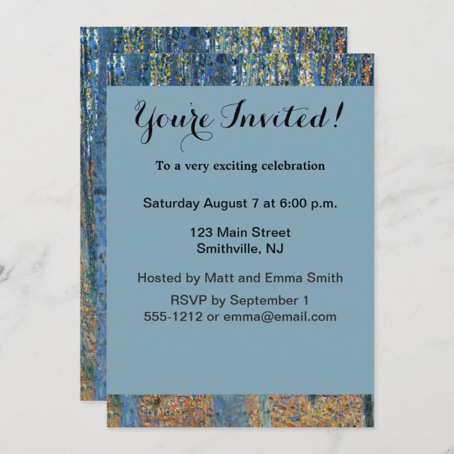 Convites Gustav Klimt Beech Tree Grove (Frente/Verso)