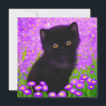 Convites Gustav Klimt Cat<br><div class="desc">Cartão com um gato Gustav Klimt! Este gatinho fluffy fica num campo verde de flores roxas. Um presente perfeito para amantes de gatos e entusiastas de arte austríacos!</div>