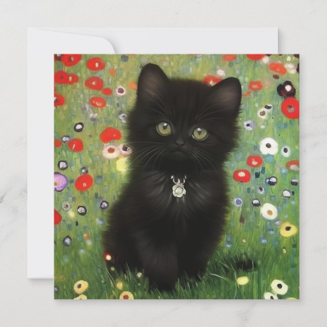 Convites Gustav Klimt Kitten (Frente)