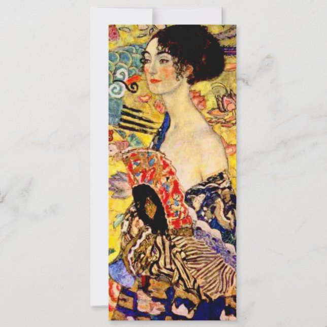 Convites Gustav Klimt Lady com ventilador (Frente)