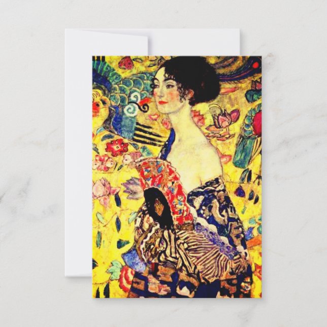 Convites Gustav Klimt Lady com ventilador (Frente)